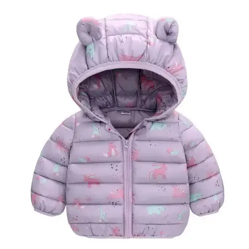 1-5 Years Baby Boy Hooded Lightweight Down Jacket Kids Girl Cartoon