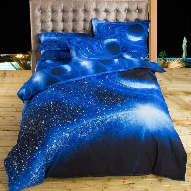 2017 new 3D Bedding Sets unicorn Universe Outer Space Quilt Duvet Cover Bed Sheet Blue Galaxy New 4/3pcs Pillowcase Twin Queen