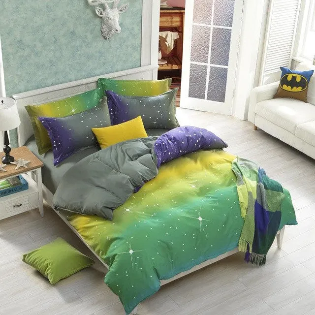 2017 new 3D Bedding Sets unicorn Universe Outer Space Quilt Duvet Cover Bed Sheet Blue Galaxy New 4/3pcs Pillowcase Twin Queen