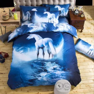 2017 new 3D Bedding Sets unicorn Universe Outer Space Quilt Duvet Cover Bed Sheet Blue Galaxy New 4/3pcs Pillowcase Twin Queen