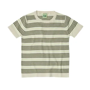 24S-124-STRIPED T-SHIRT-Ecru/Olive