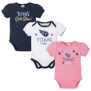 3-Pack Baby Girls Tennessee Titans Short Sleeve Bodysuits