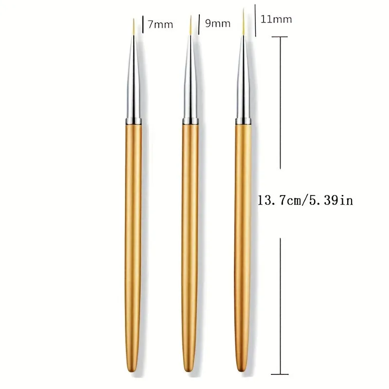 3pc Nail Art Pen Set with Drawing Hooks  Brushes