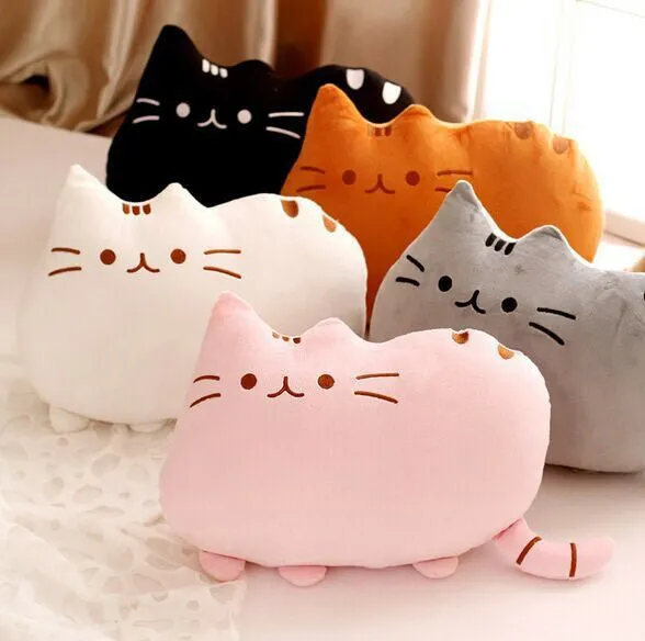 40cm 5Styles Kawaii Biscuits Cats Cute Stuffed Animal Plush Toys Dolls Pusheen Shape Pillow Cushion for Kid Home Decoration