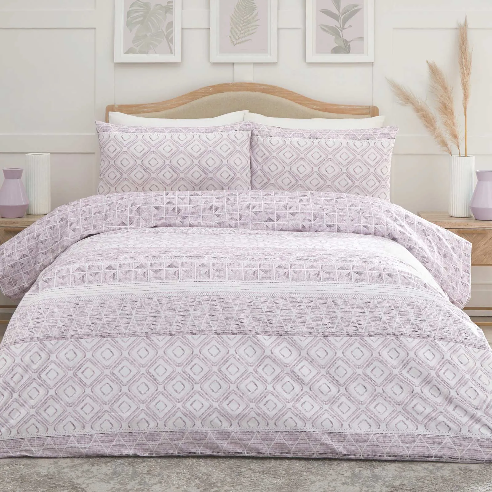 Aden Stripe Duvet Cover Set - Plum