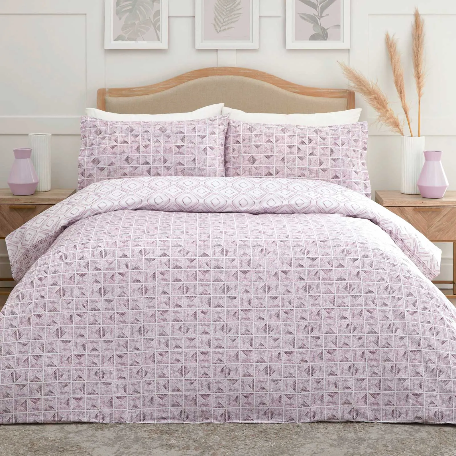 Aden Stripe Duvet Cover Set - Plum