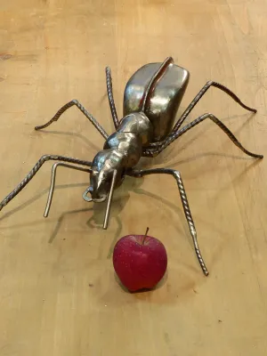 Ant sculpture by Barral, salvaged materials