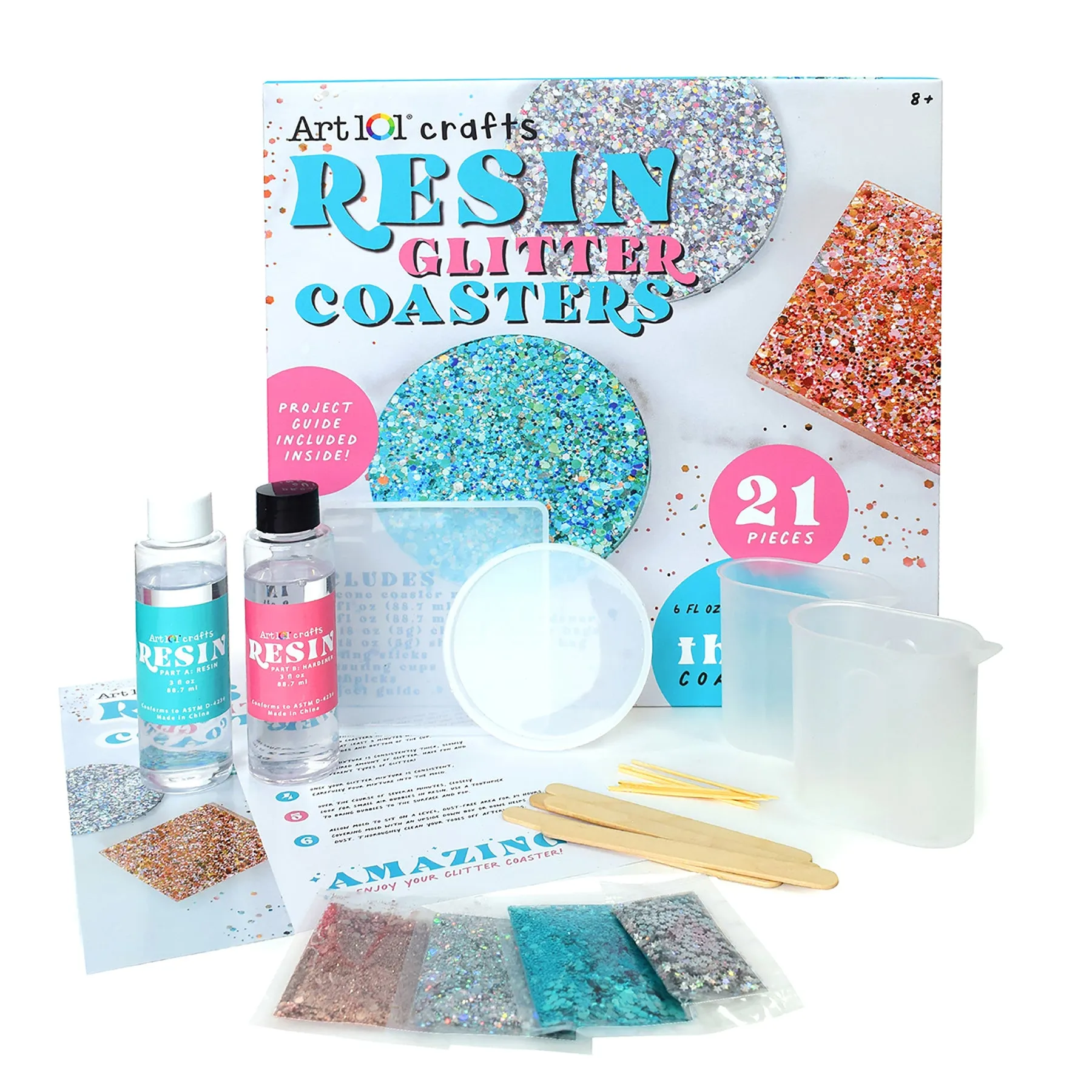 Art 101 Beginner Resin Glitter Coaster Creation Kit