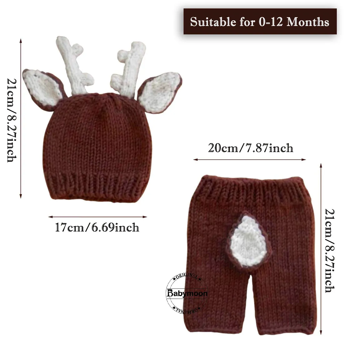 Babymoon Fawn Shorts With Cap Newborn Photography Crochet Outfit Costume