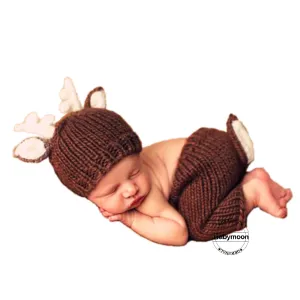 Babymoon Fawn Shorts With Cap Newborn Photography Crochet Outfit Costume