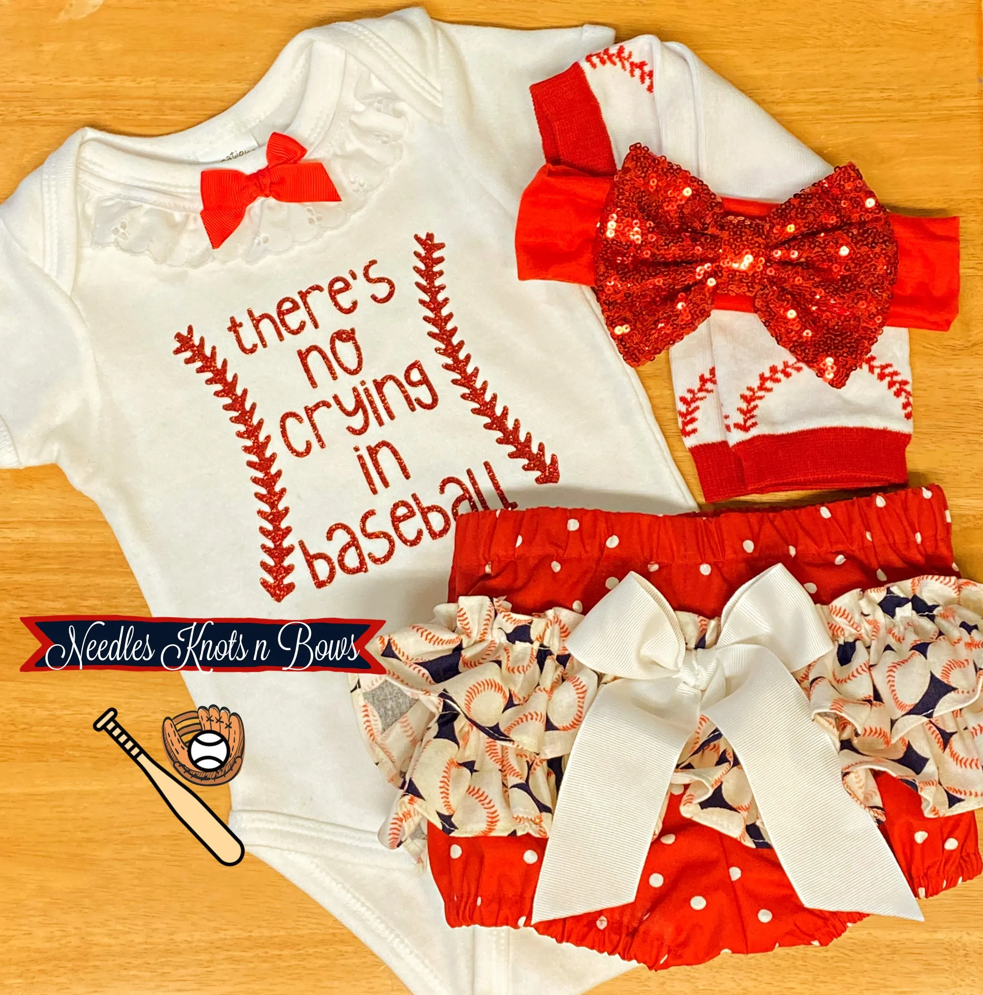 Baseball Outfit for Girl, There's No Crying in Baseball Outfit