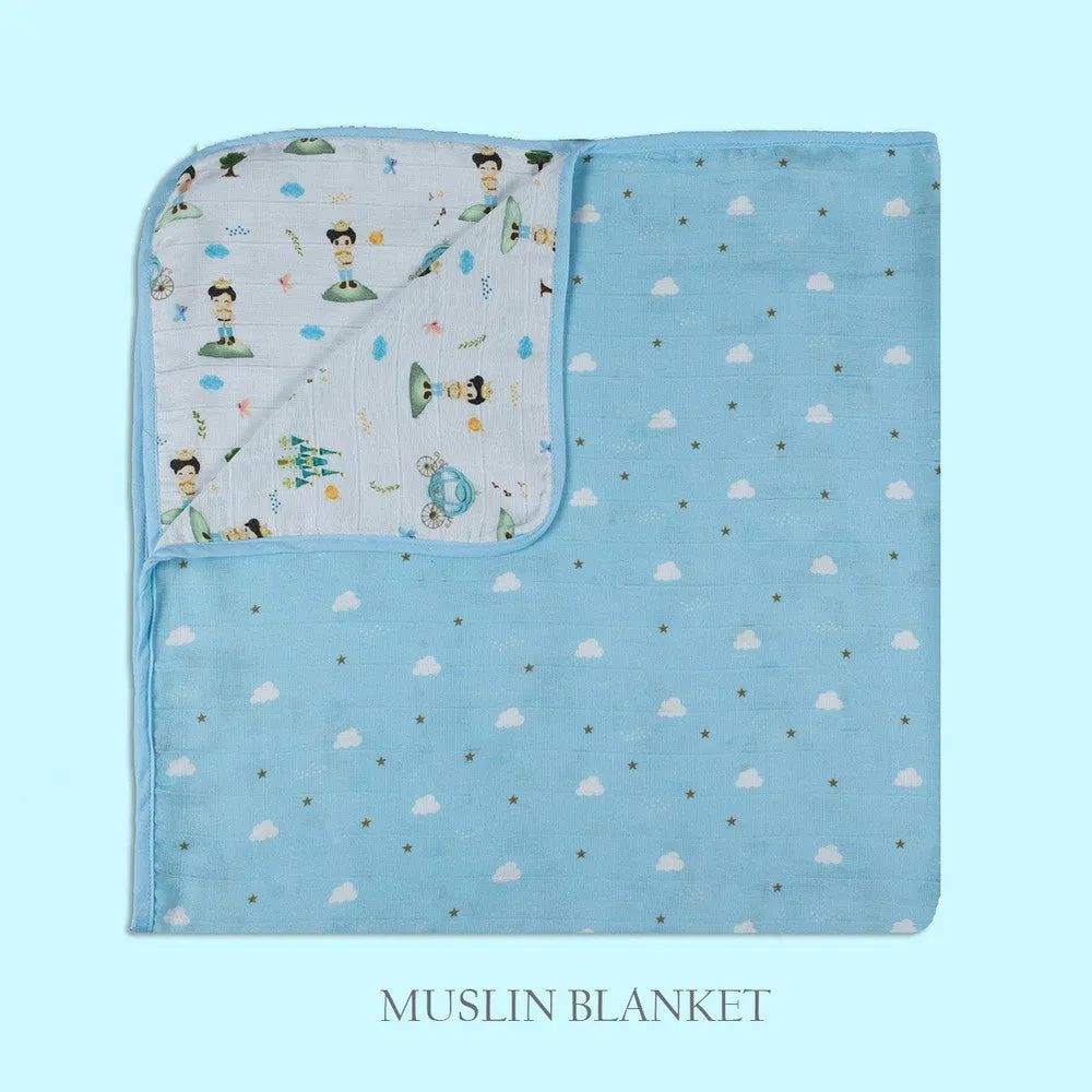 Blue The Little Prince Organic Cotton Cot Bedding Set