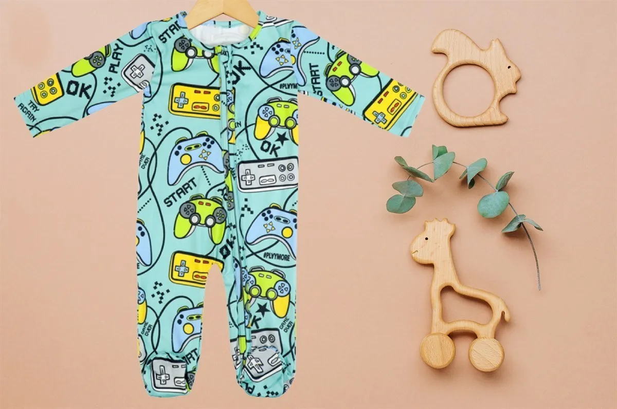 Boys Zippies Sleepers - Turquoise Video Games