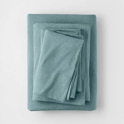 California King Jersey Solid Sheet Set Light Teal - Casaluna