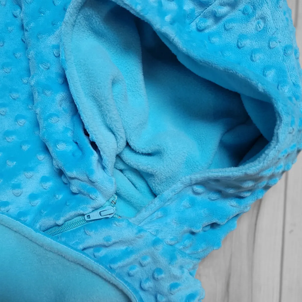 Car Seat Poncho - Blue Minky for 4-9 Year old