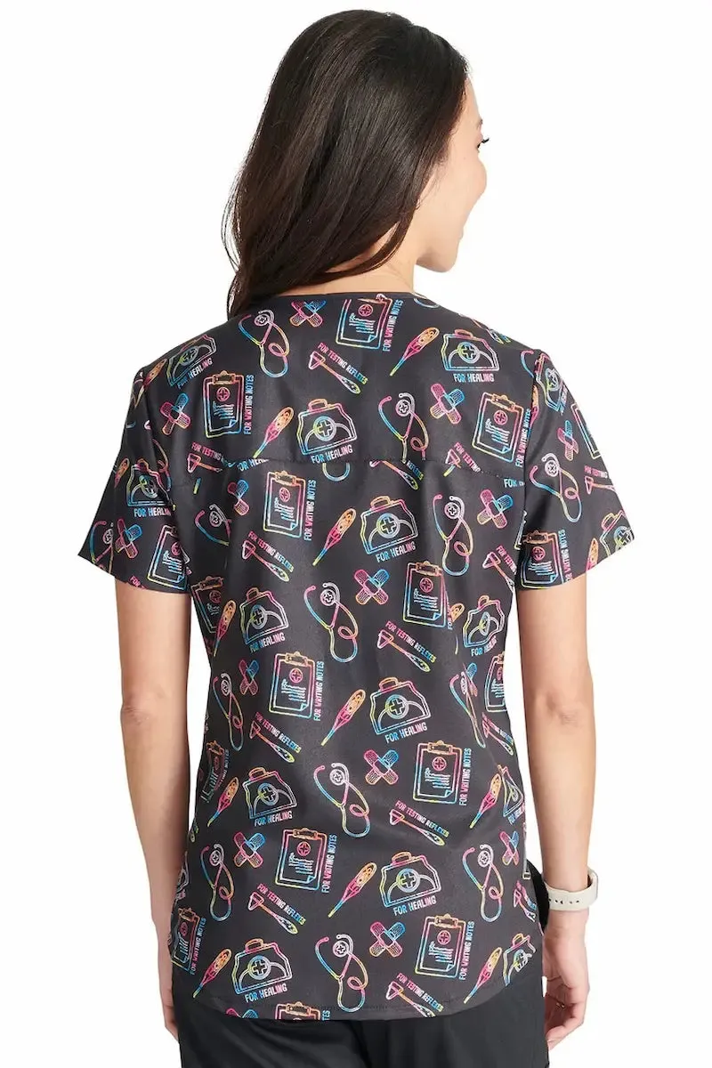 Cherokee Women's V-Neck Print Scrub Top | Caring Essentials