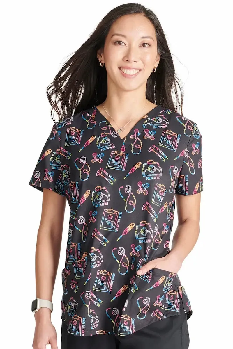 Cherokee Women's V-Neck Print Scrub Top | Caring Essentials