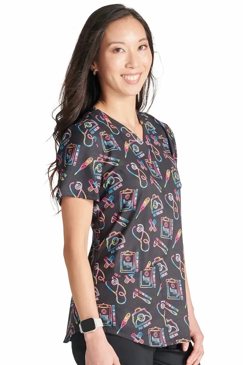 Cherokee Women's V-Neck Print Scrub Top | Caring Essentials