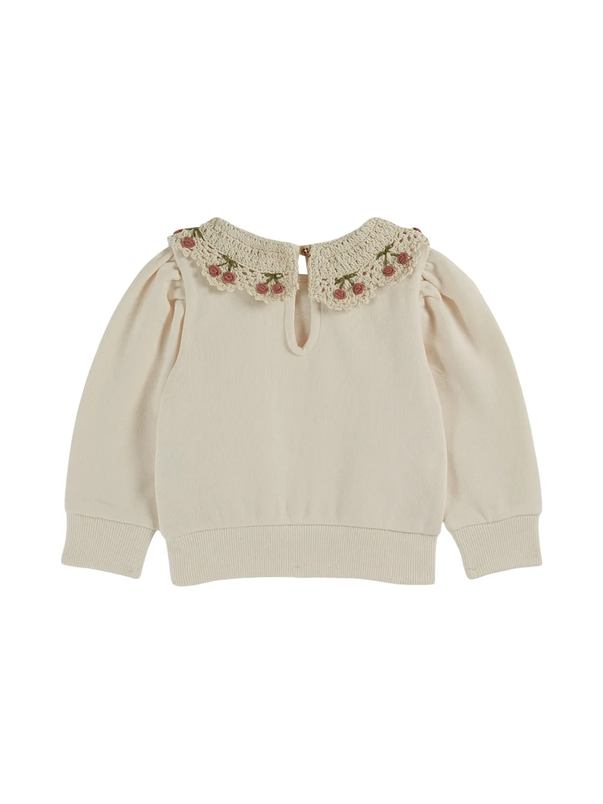 Cherry Crochet Collar Baby Sweatshirt