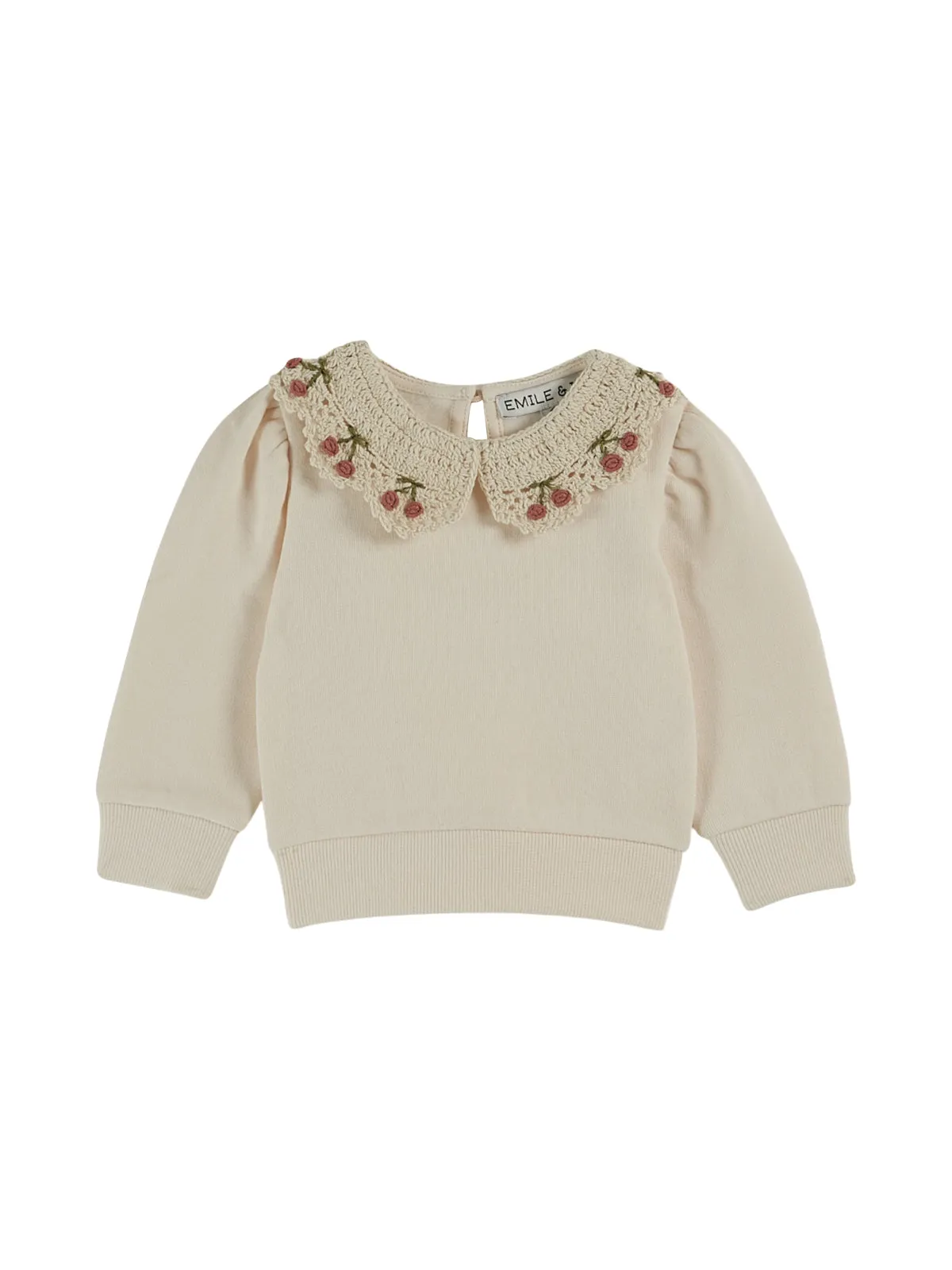 Cherry Crochet Collar Baby Sweatshirt