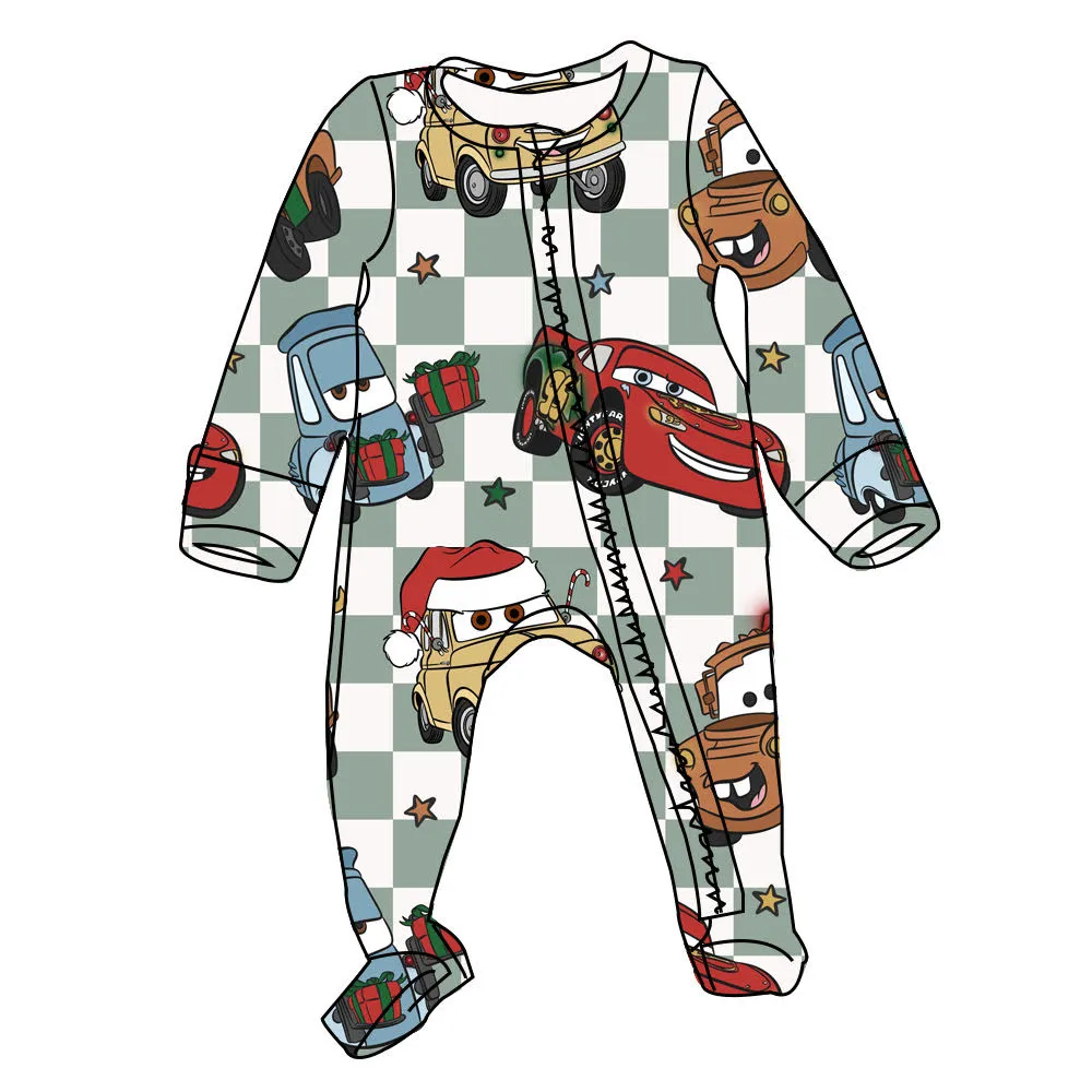 Christmas Zippies Sleepers - Green Checker Cars