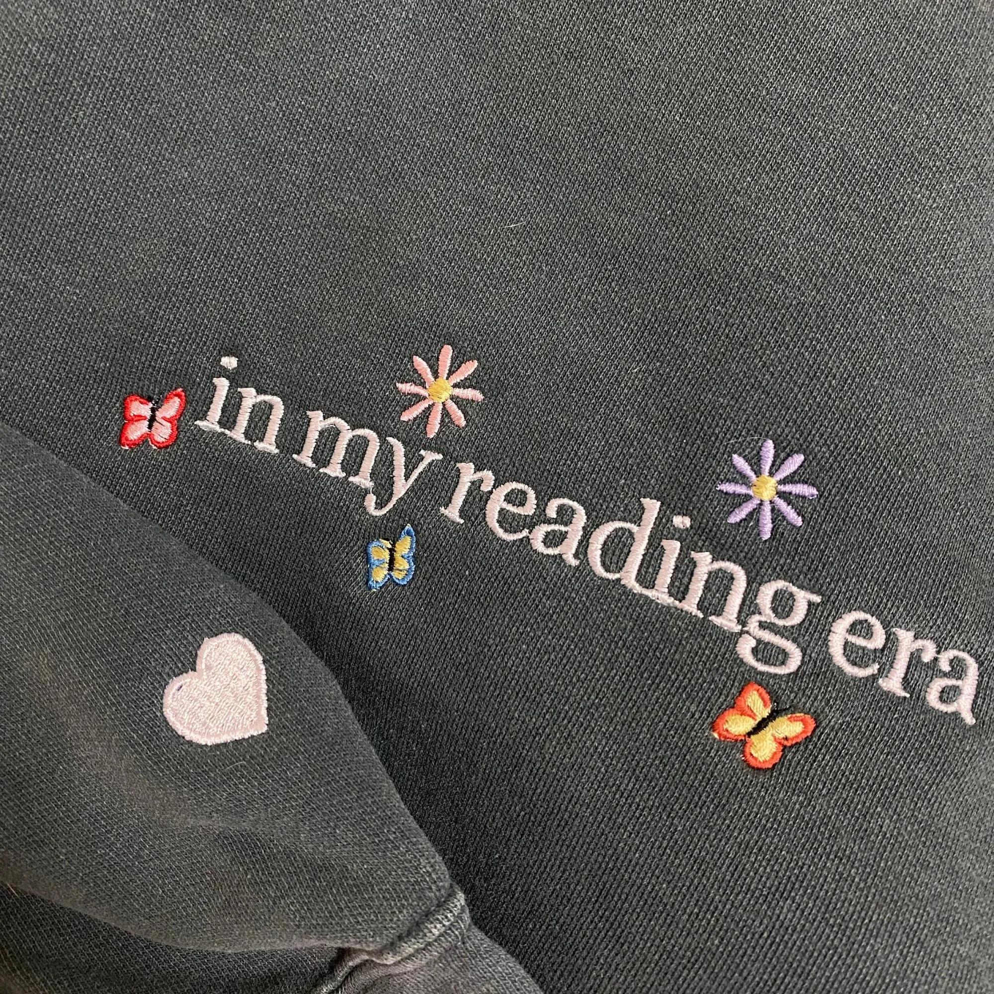 Comfort Color® Embroidered In My Reading Era Sweatshirt or T-Shirt