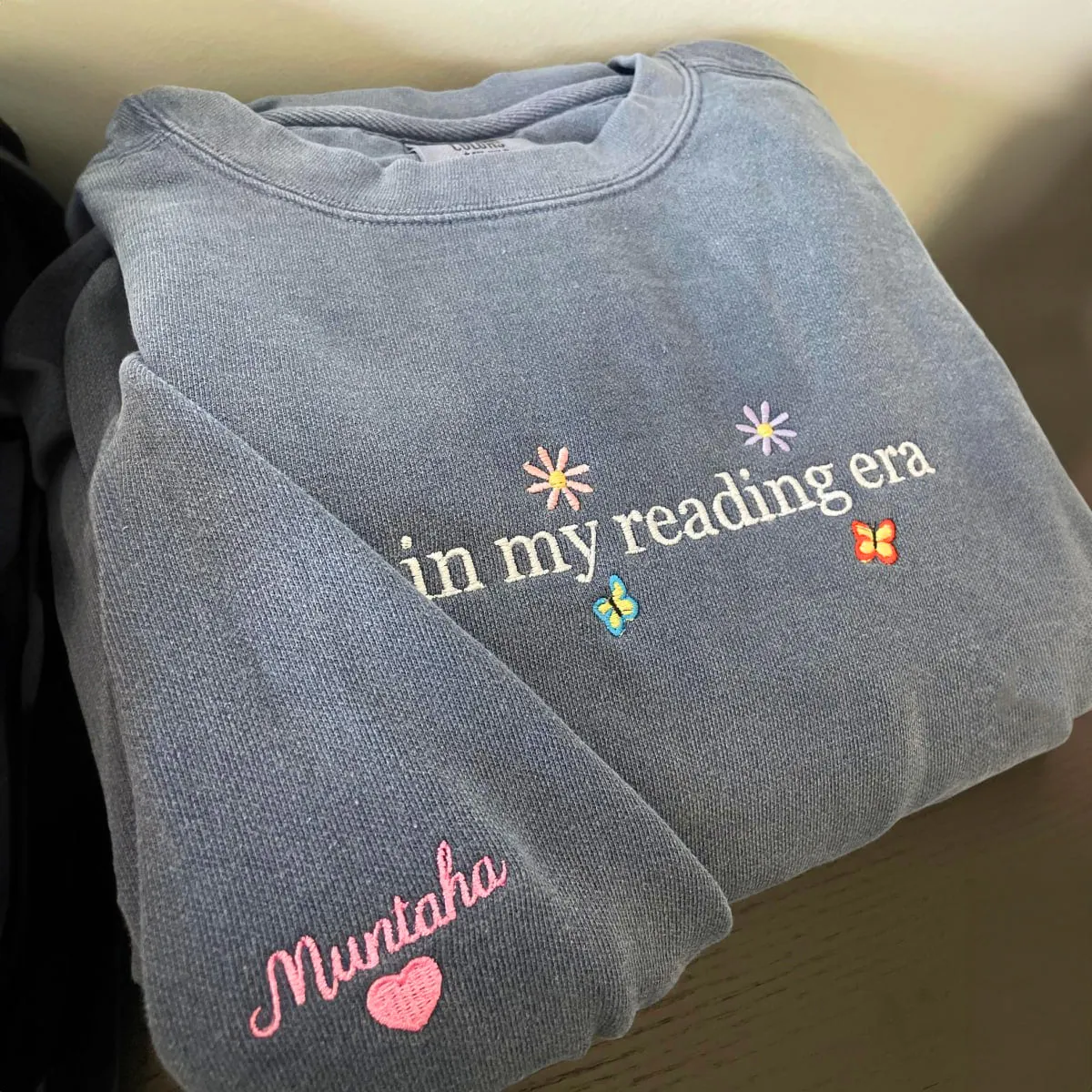 Comfort Color® Embroidered In My Reading Era Sweatshirt or T-Shirt