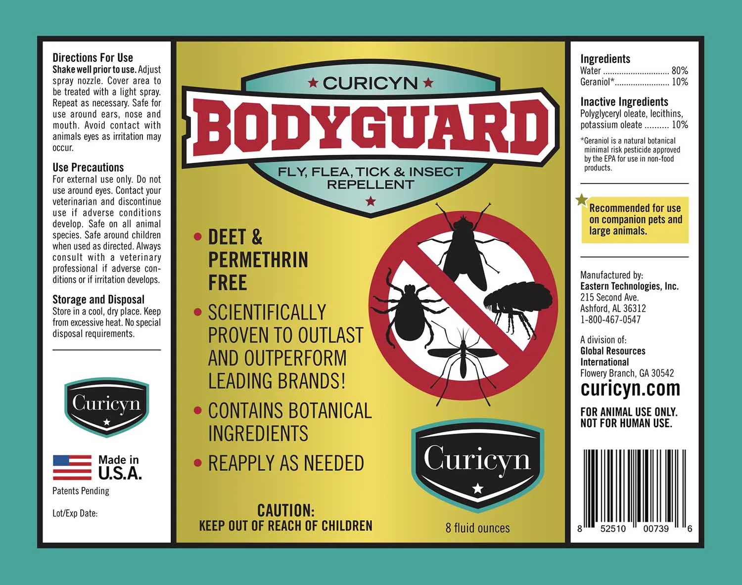 Curicyn's Bodyguard Fly, Flea, Tick and Insect Repellent