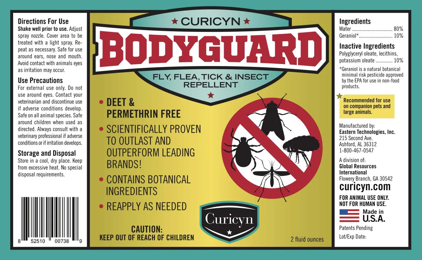 Curicyn's Bodyguard Fly, Flea, Tick and Insect Repellent