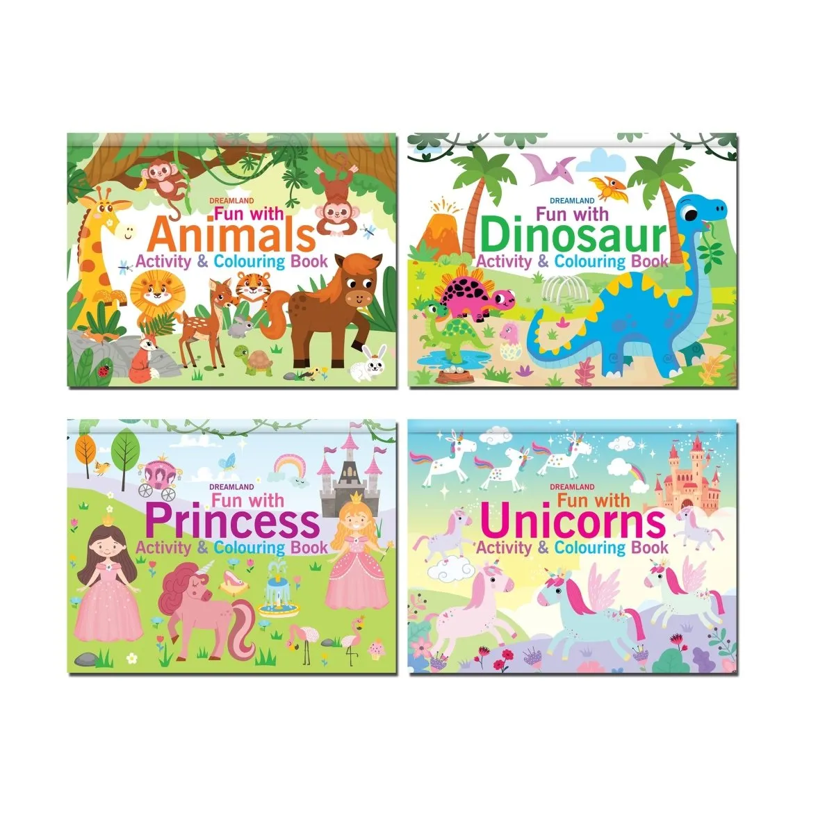 Dreamland Publications Fun With Activity & Colouring Books Pack- A Pack of 4 Books