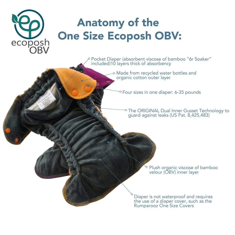 Ecoposh OBV One Size Fitted Cloth Diaper - Boysenberry