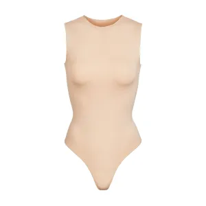 ESSENTIAL CREW NECK SLEEVELESS BODYSUIT | SANDSTONE