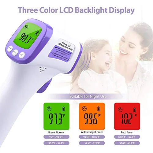 eZthings Heavy Duty Professional LCD Display Non-Contact Infrared Forehead Thermometer for Adults and Children (Multi, LCD Buttons)