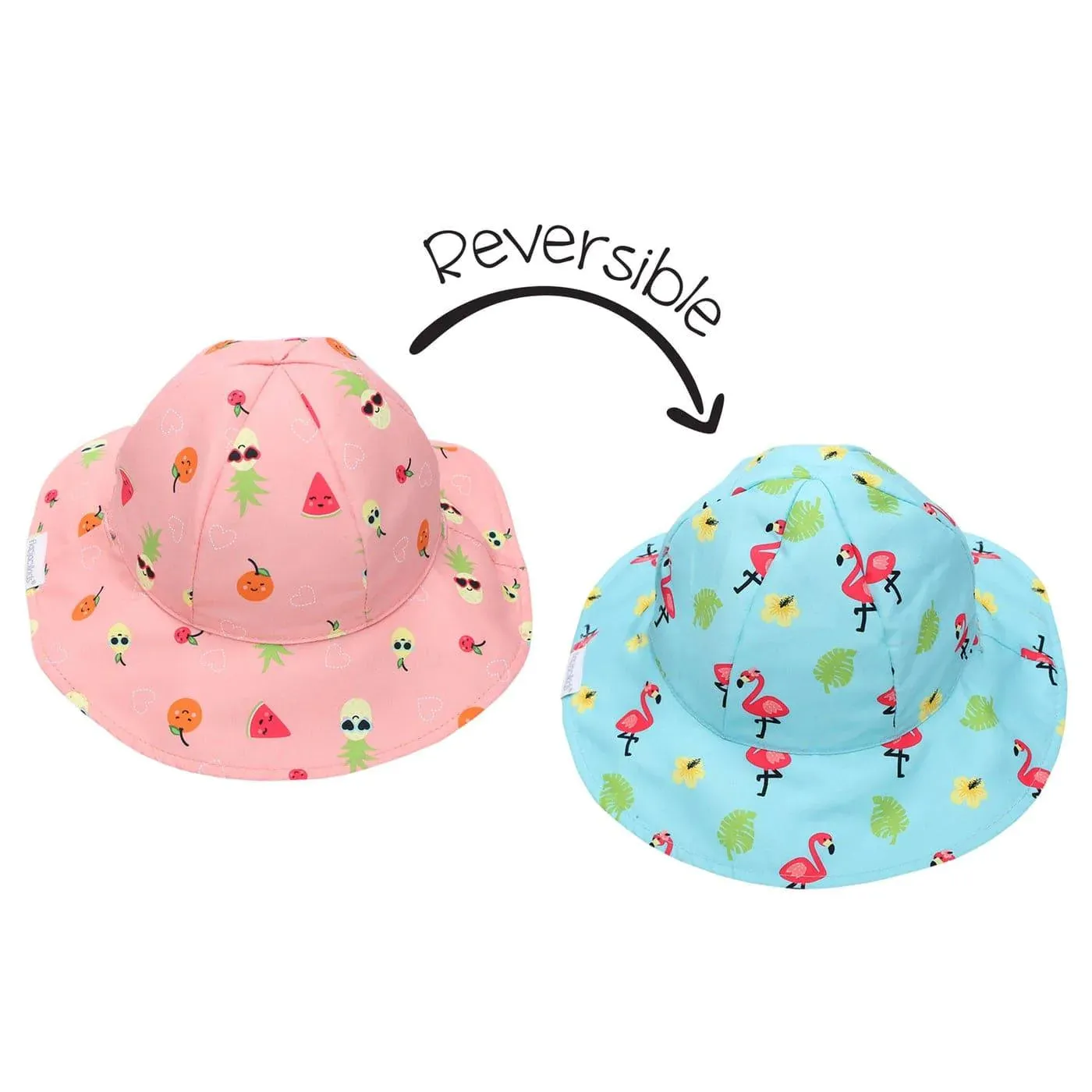 Flapjack Kids UPF50  Patterned Sun Hat - Flamingo/Fruit