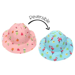 Flapjack Kids UPF50  Patterned Sun Hat - Flamingo/Fruit