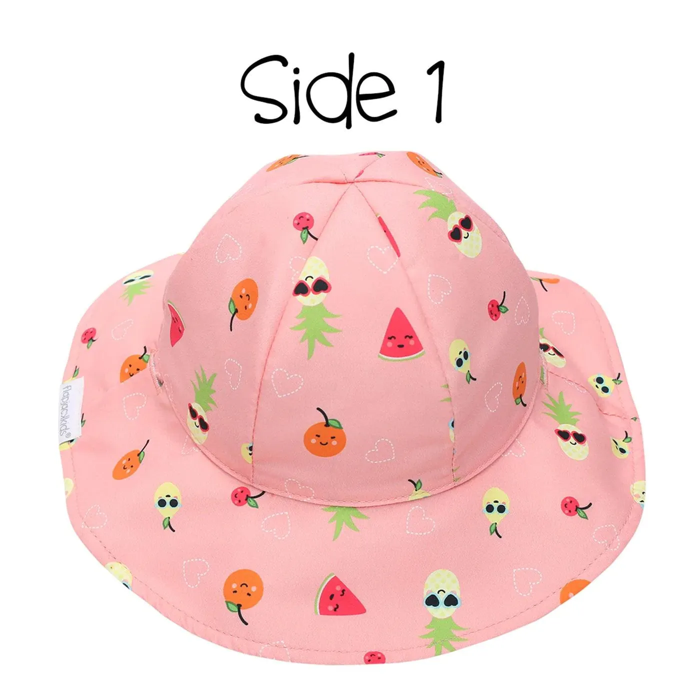 Flapjack Kids UPF50  Patterned Sun Hat - Flamingo/Fruit