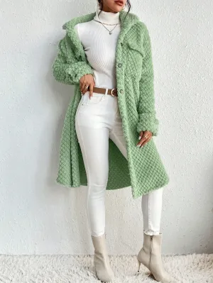 Frenchy Flap Pocket Drop Shoulder Teddy Coat