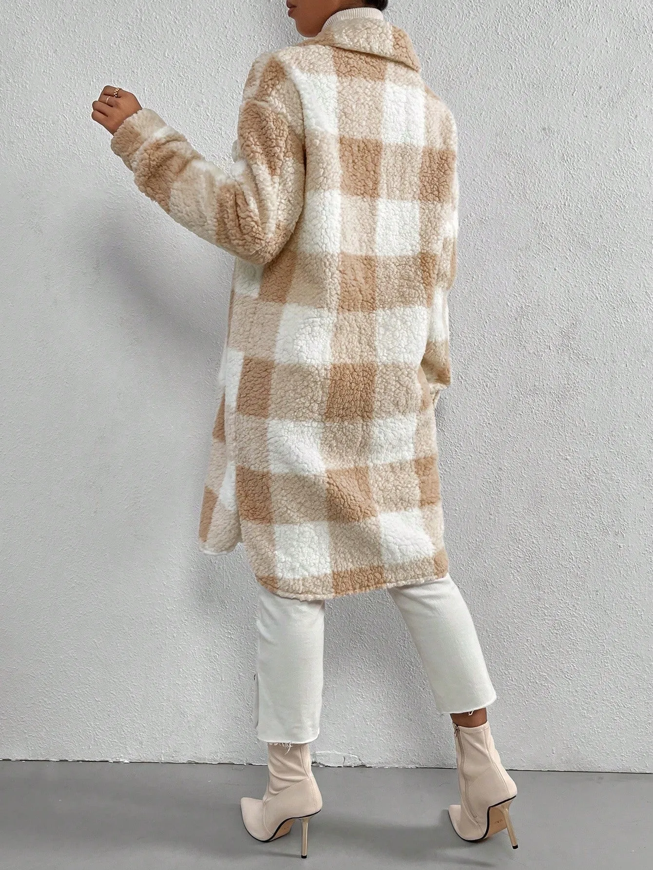 Frenchy Flap Pocket Drop Shoulder Teddy Coat