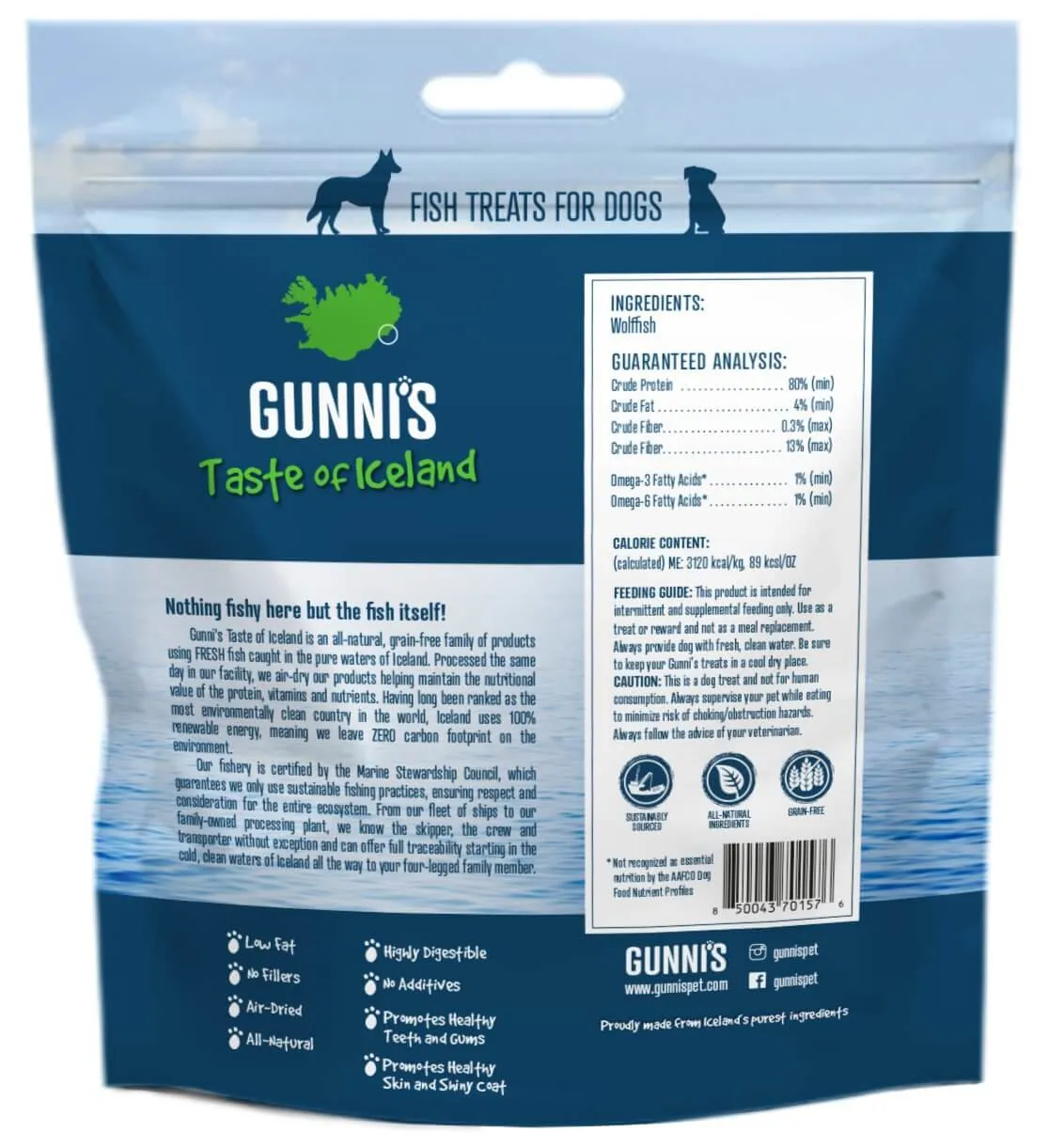 GUNNI'S Wolffish Baby Bites Dog Treats 71g