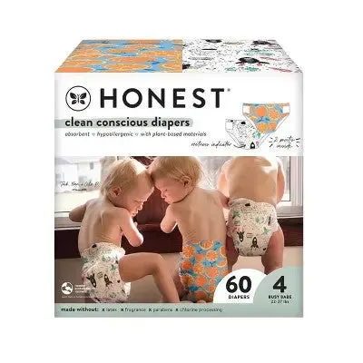 Honest Clean Conscious Disposable Diapers - Space Travel & Orange You Cute - Size 4 - 60ct