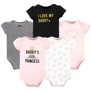 Hudson Baby Cotton Bodysuits, Daddys Little Princess 5-Pack