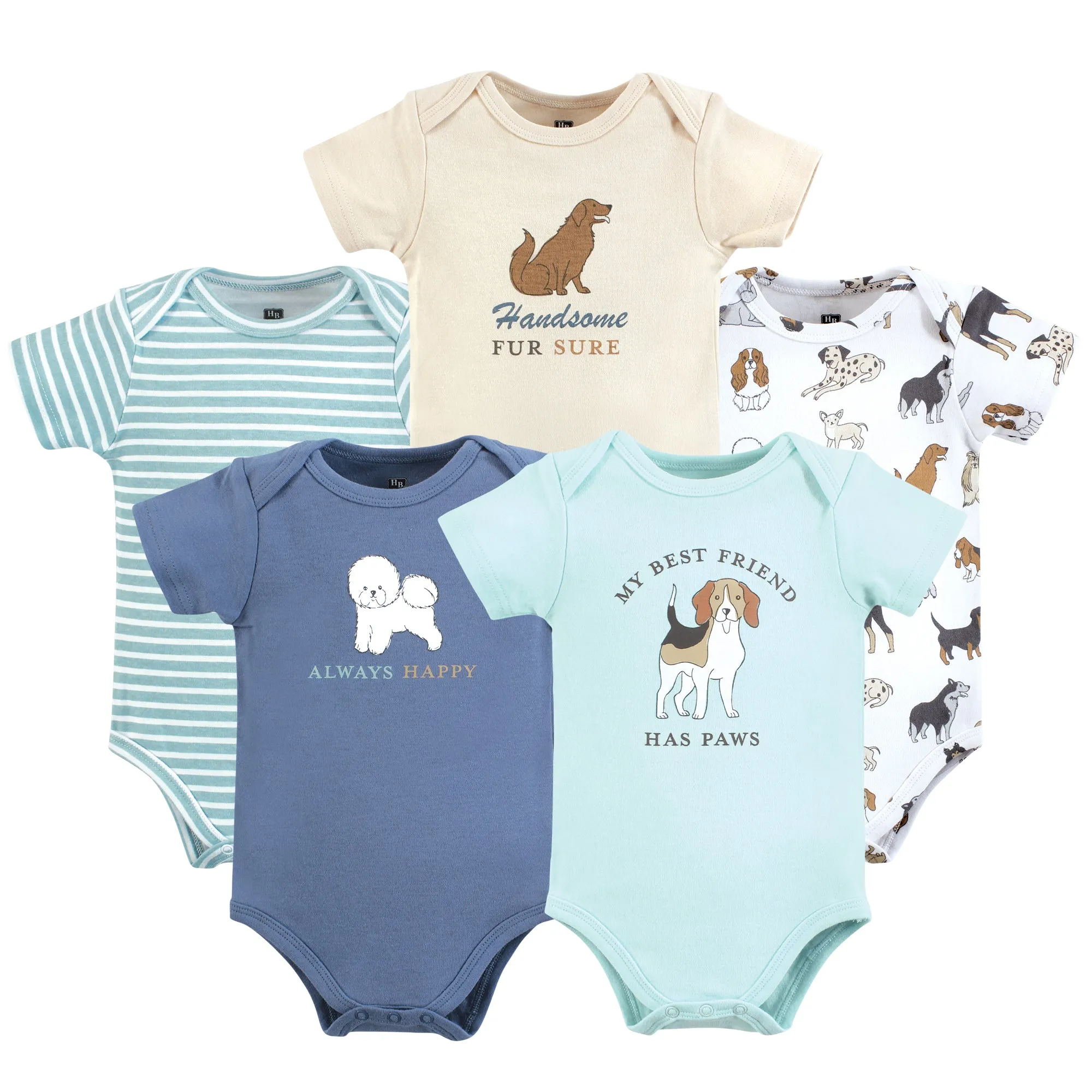 Hudson Baby Cotton Bodysuits, Dogs