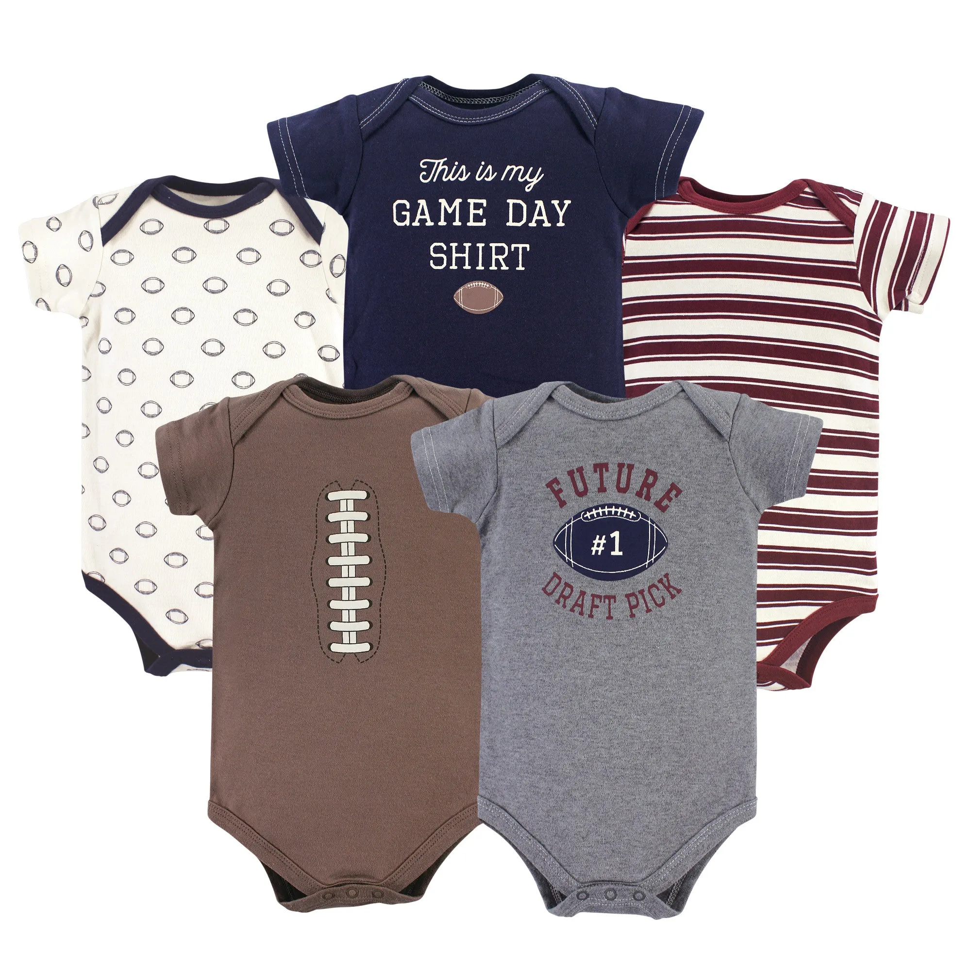 Hudson Baby Cotton Bodysuits, Football