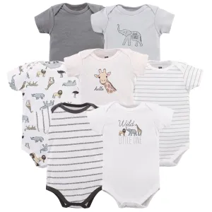 Hudson Baby Cotton Bodysuits, Modern Neutral Safari