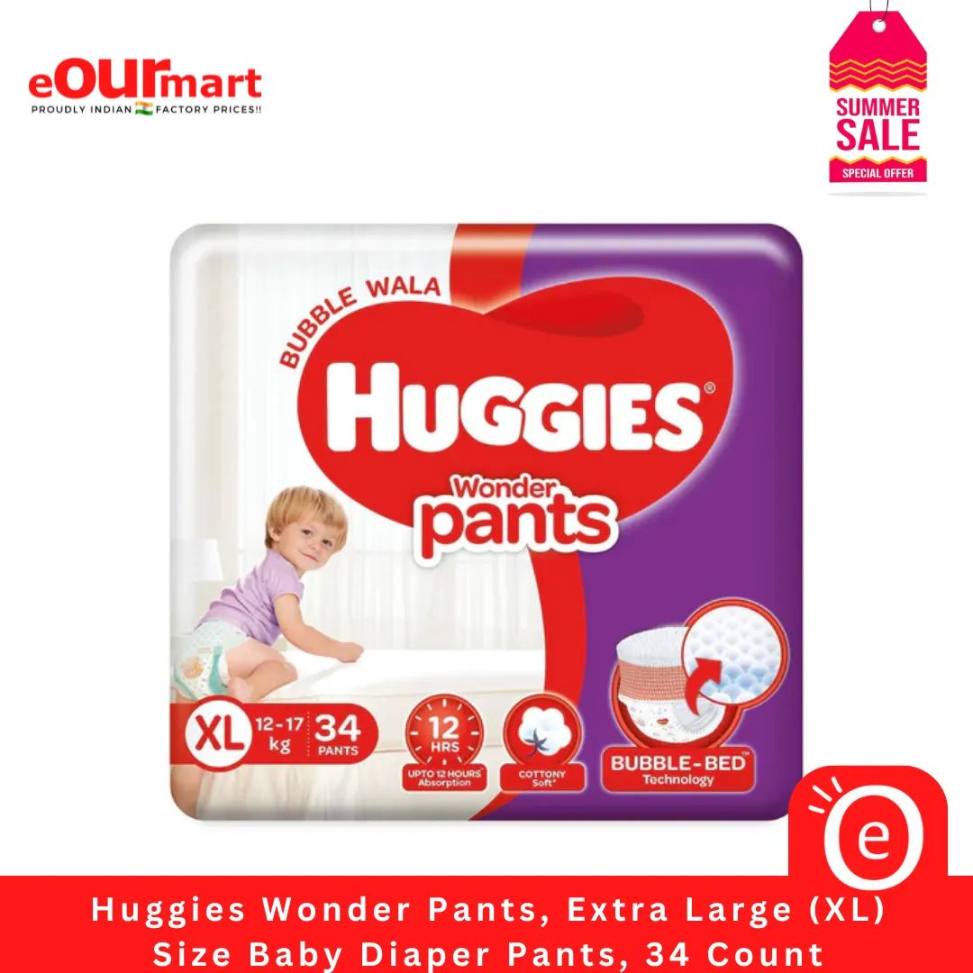 Huggies Wonder Pants, Extra Large (XL) Size Baby Diaper Pants, 34 Count