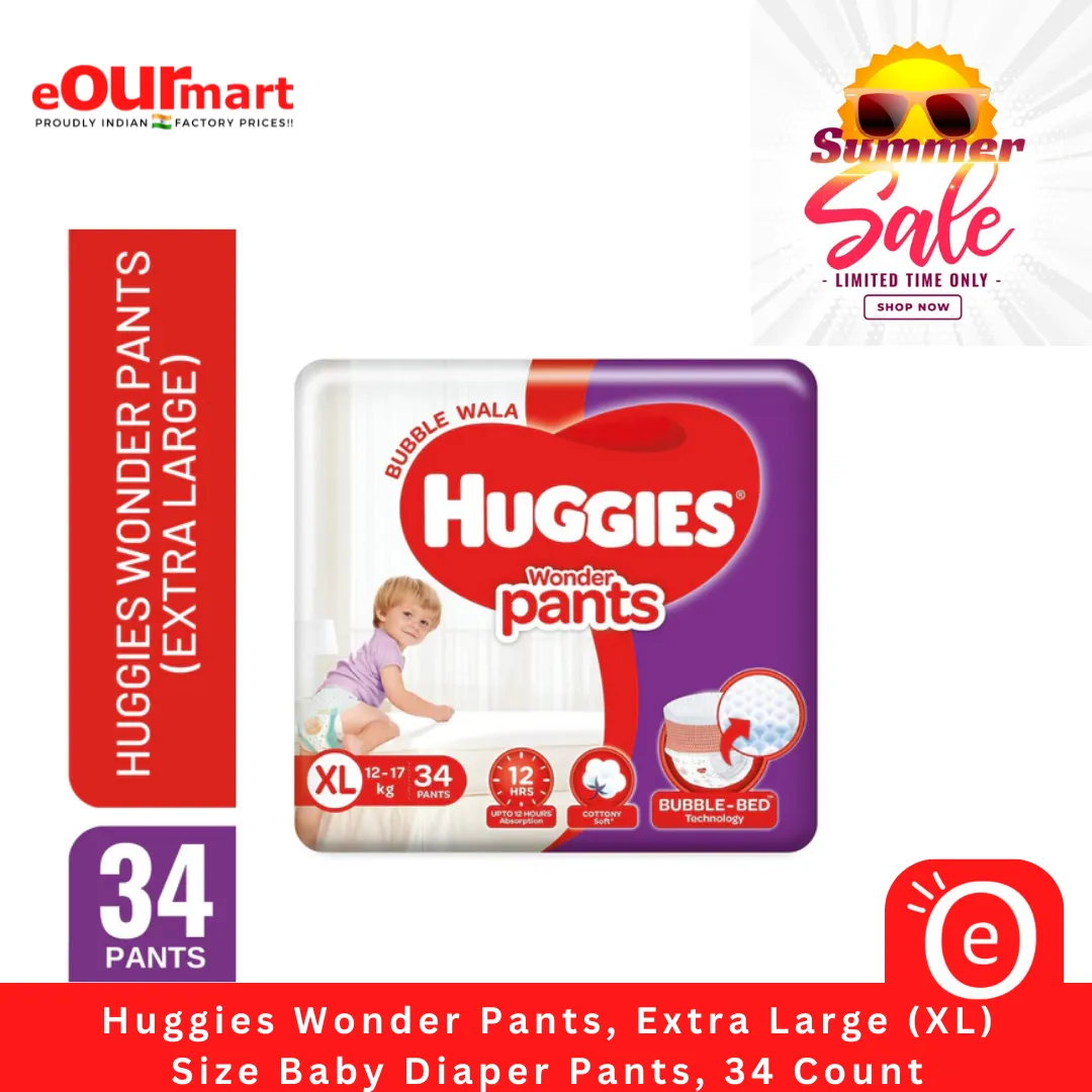 Huggies Wonder Pants, Extra Large (XL) Size Baby Diaper Pants, 34 Count