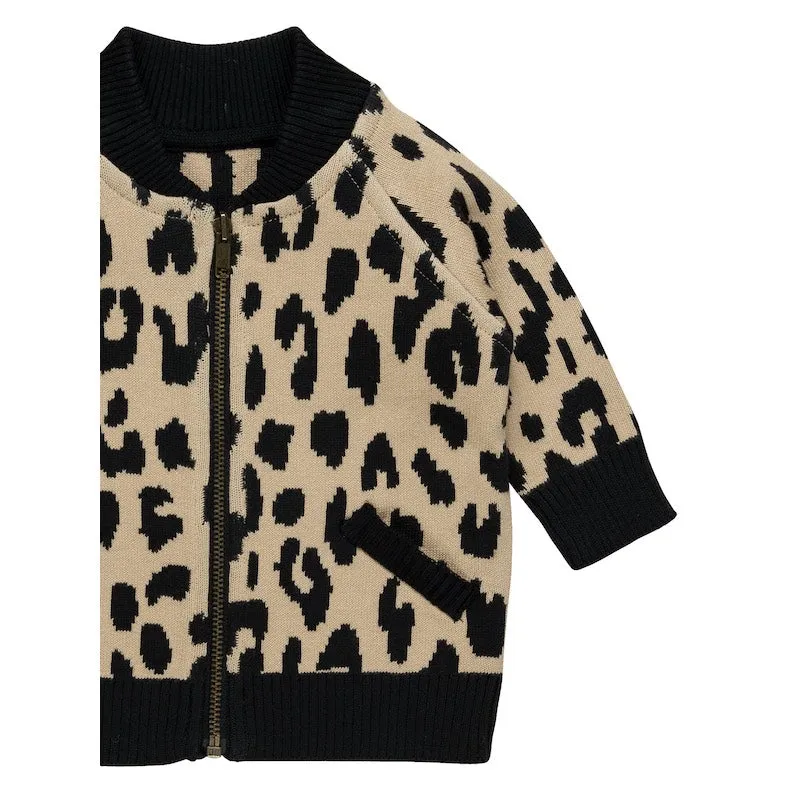 Huxbaby Leopard Reversible Knit Bomber Jacket