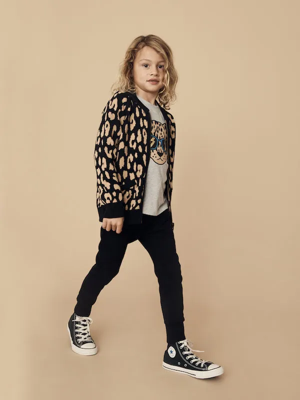 Huxbaby Leopard Reversible Knit Bomber Jacket