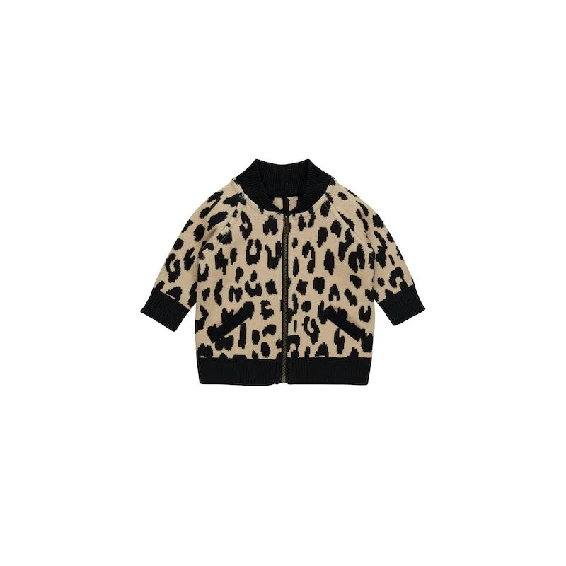 Huxbaby Leopard Reversible Knit Bomber Jacket