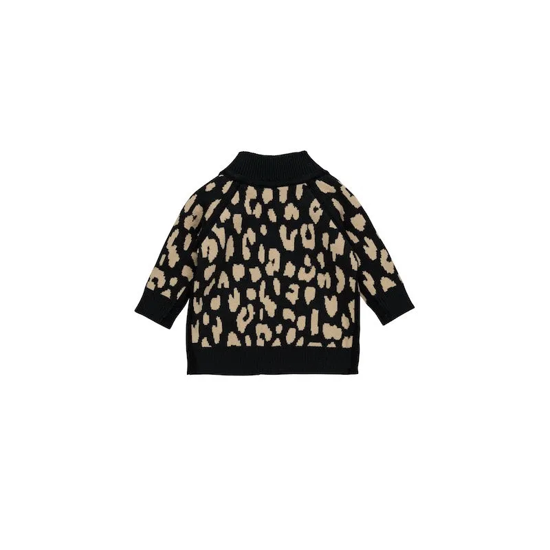 Huxbaby Leopard Reversible Knit Bomber Jacket